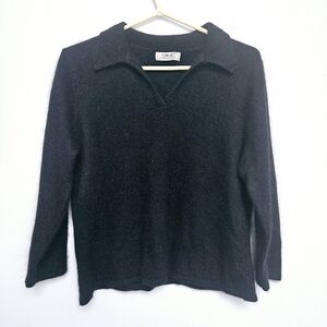 Vintage Casual Small Connection Angora Blend Black Collard Pullover Sweater